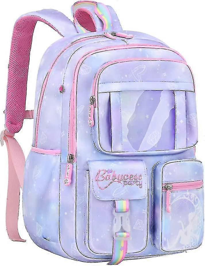 Ifeng على ظهره للبنات - حقيبة ظهر قوس قزح لطيفة حقيبة سفر ذات سعة كبيرة ، حقيبة سفر خفيفة الوزن للأميرة حقيبة كتب مدرسية للبنات