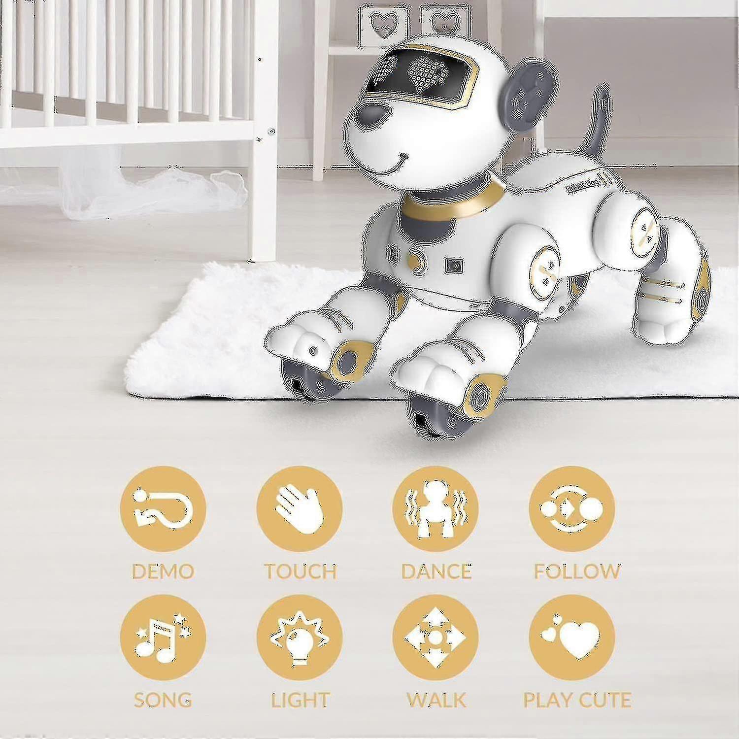 Remote Control Robot Dog Toy, Programmable Interactive Smart Dancing Robots For Kids 3 And Up, Rc Stunt Toy Dog With Sound Led Eyes, Electronic Pets