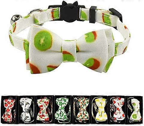 YOITEA Cat Collar Bow Tie with Bell, Breakaway Kitten Collar, Fruit/Plaid/Halloween/Christmas Design, Cool Cat Collar Bowtie with Quick Release Adjust