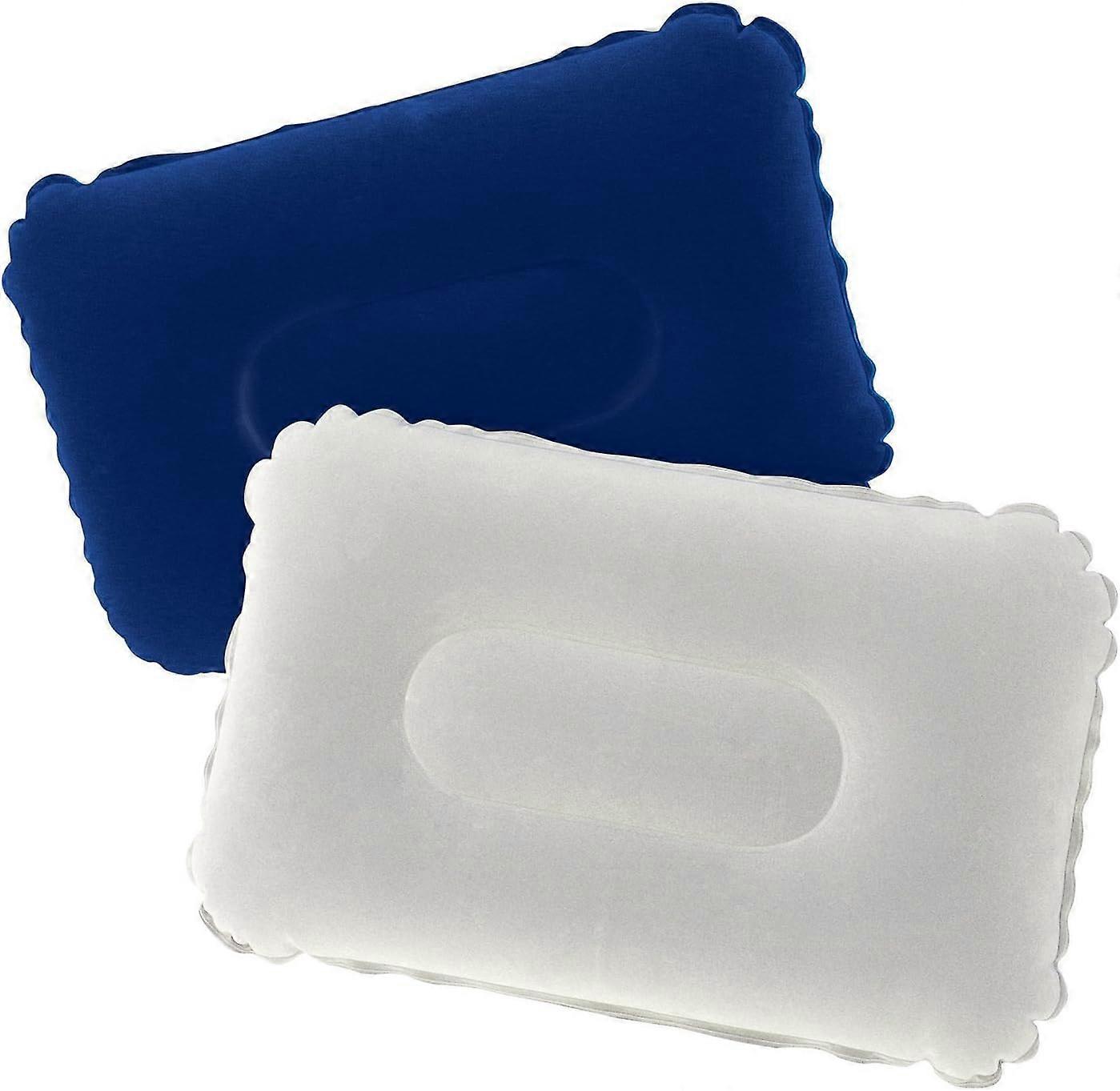 Blue + Beige Inflatable Camping Pillow