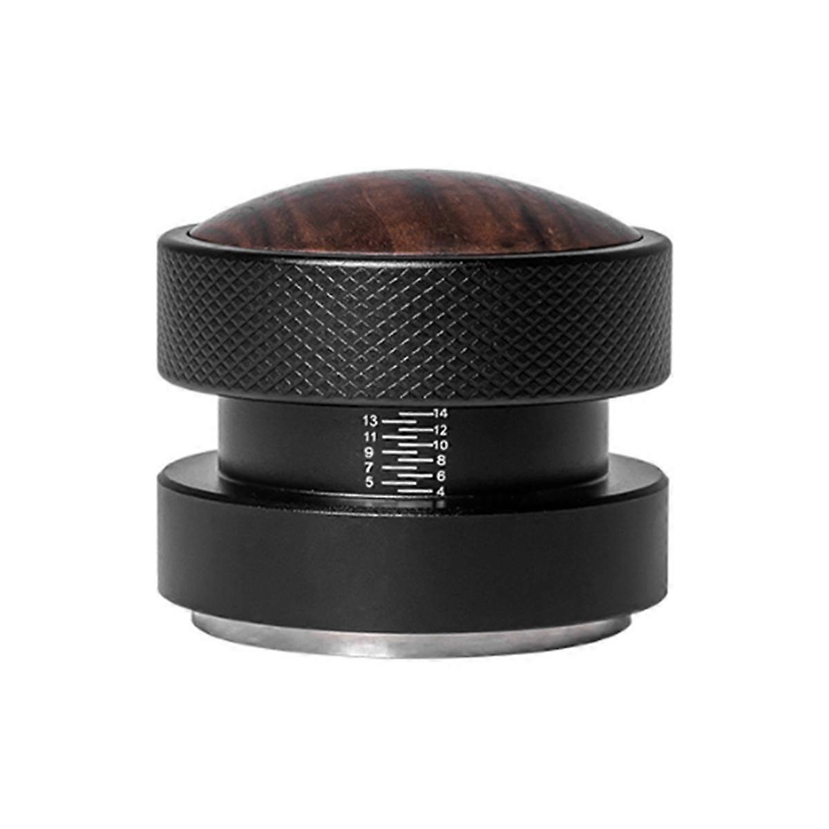 Self- Coffee Tamper Self-Adaptive Height Tamper Solid Wood Elastic Tamper Black Threaded Bottom 58.35mm