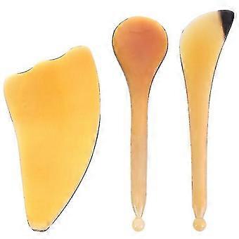 3szt Naturalne rogi bydła Scraping Board Face Massage Plate Massaging Tool