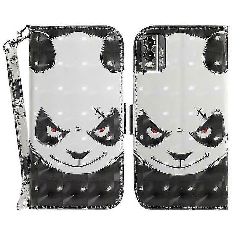 Compatible Nokia C32 Pattern Design Folio Cover Pu Leather Stand Wallet Phone Case avec Strap-1