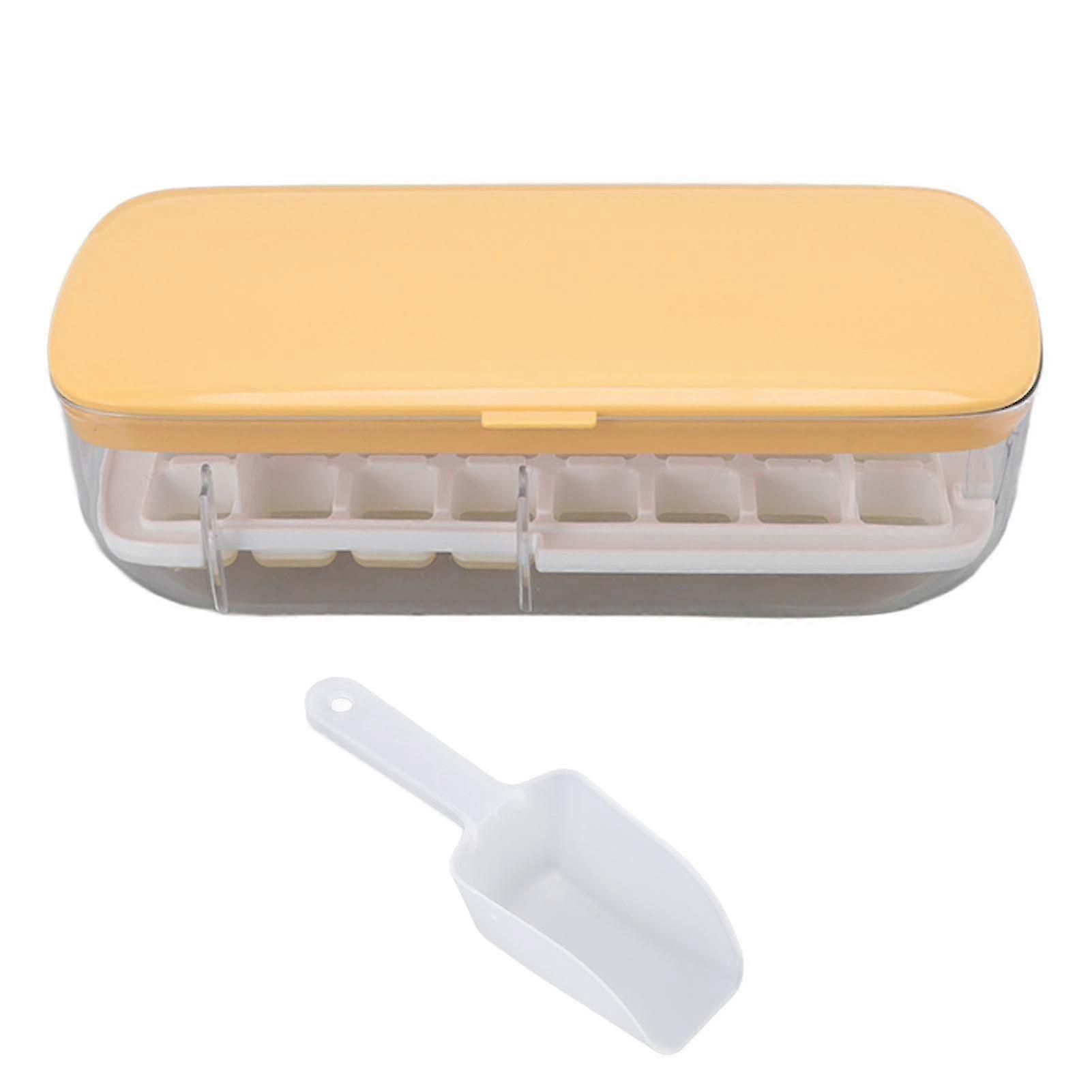 Yellow Silicone Ice Cube Tray with Lid - 24 Grids