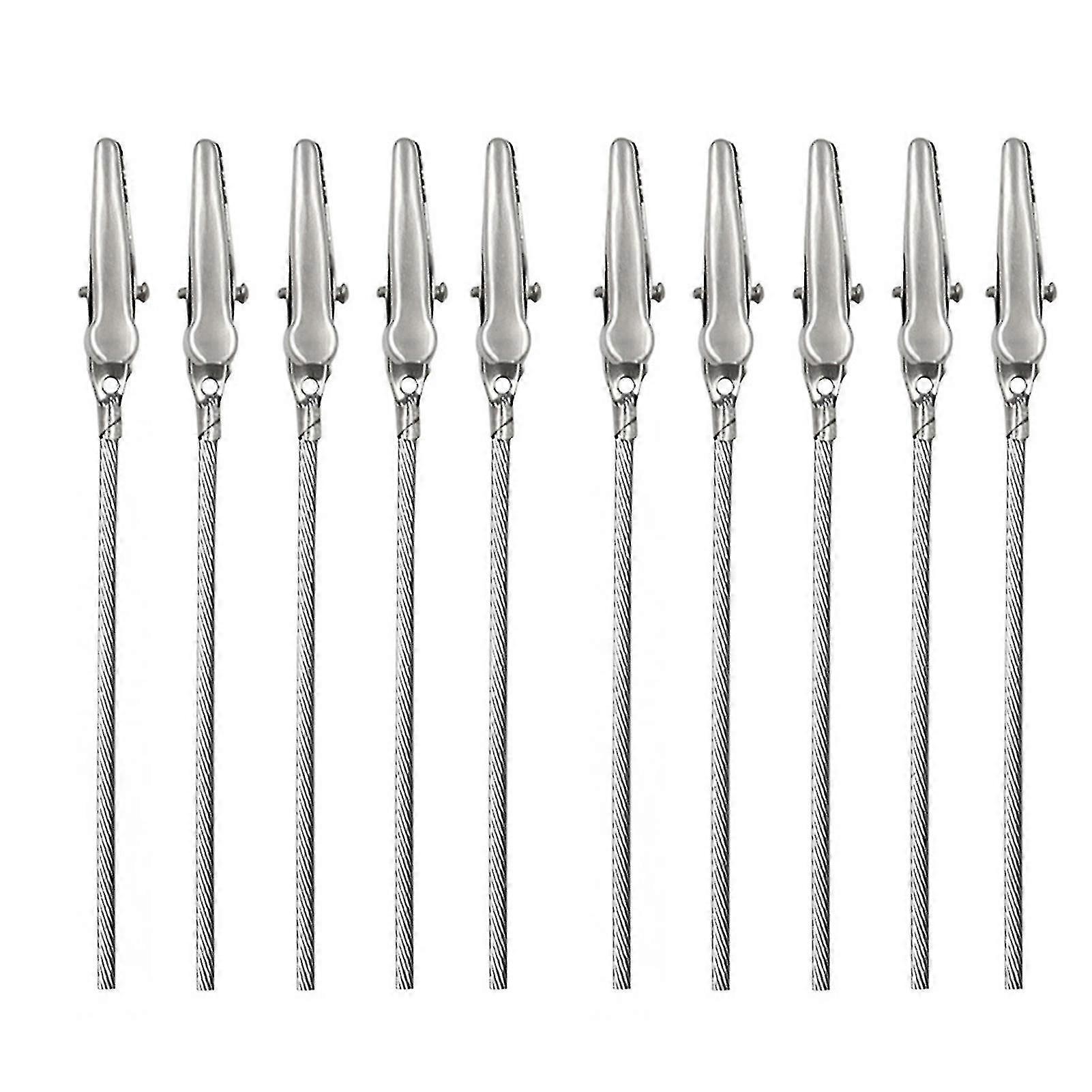 Single Head Note Clip Metal Wire Rope Crocodile Munn Note Rustfrittsilver10stk