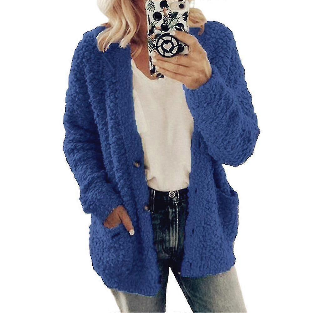 Women Coat Soft Warm Cardigan Fleece Fluffy Jacket Tops Plus Size-fjkhf
