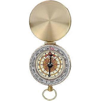 Compass - Vintage Camping Hiking Direction - Portable Waterproof Metal ,Mini Pocket Luminous Compass