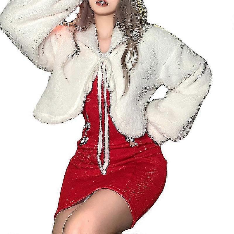 Dames Vest Lange Mouw Korte Pluche Jacket_x