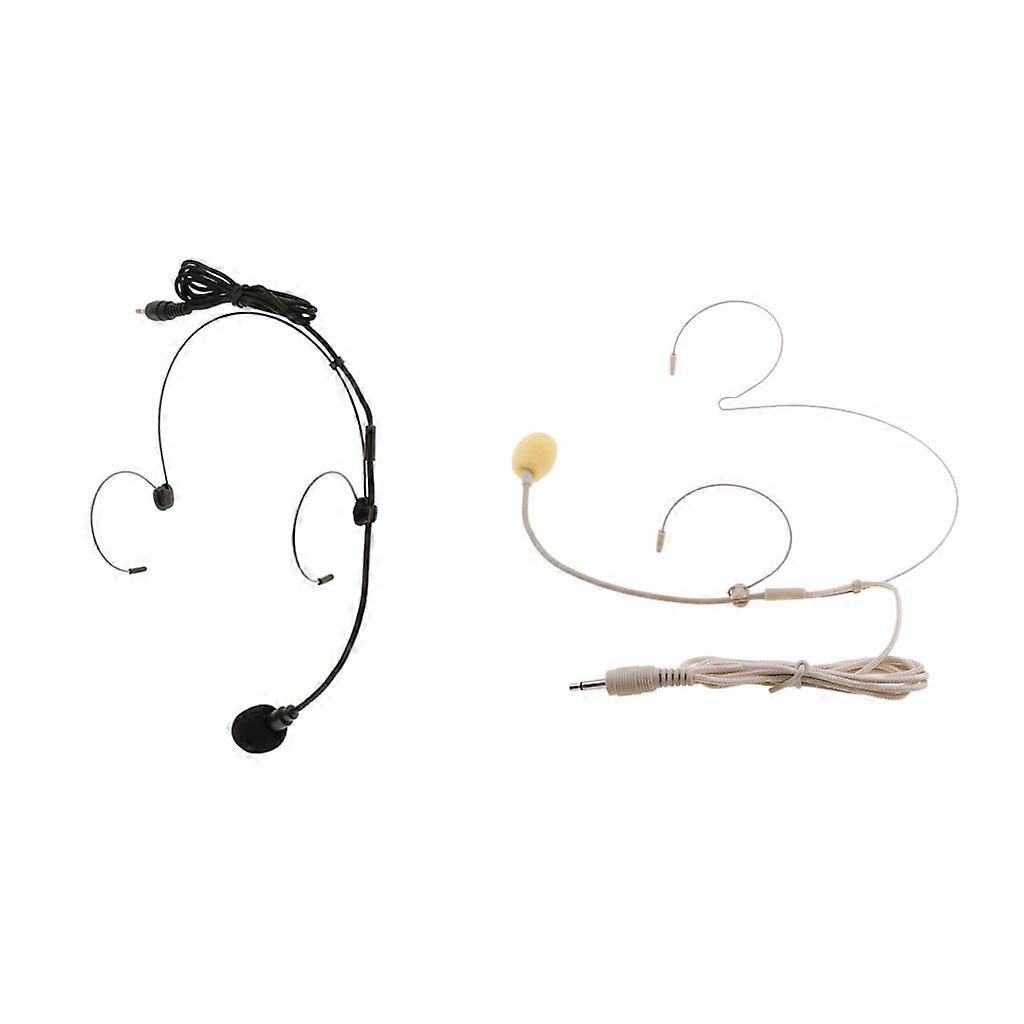 2pcs XLR 4Pin 3Pin 3.5mm Headset Unidirectional Ear Hook Microphone
