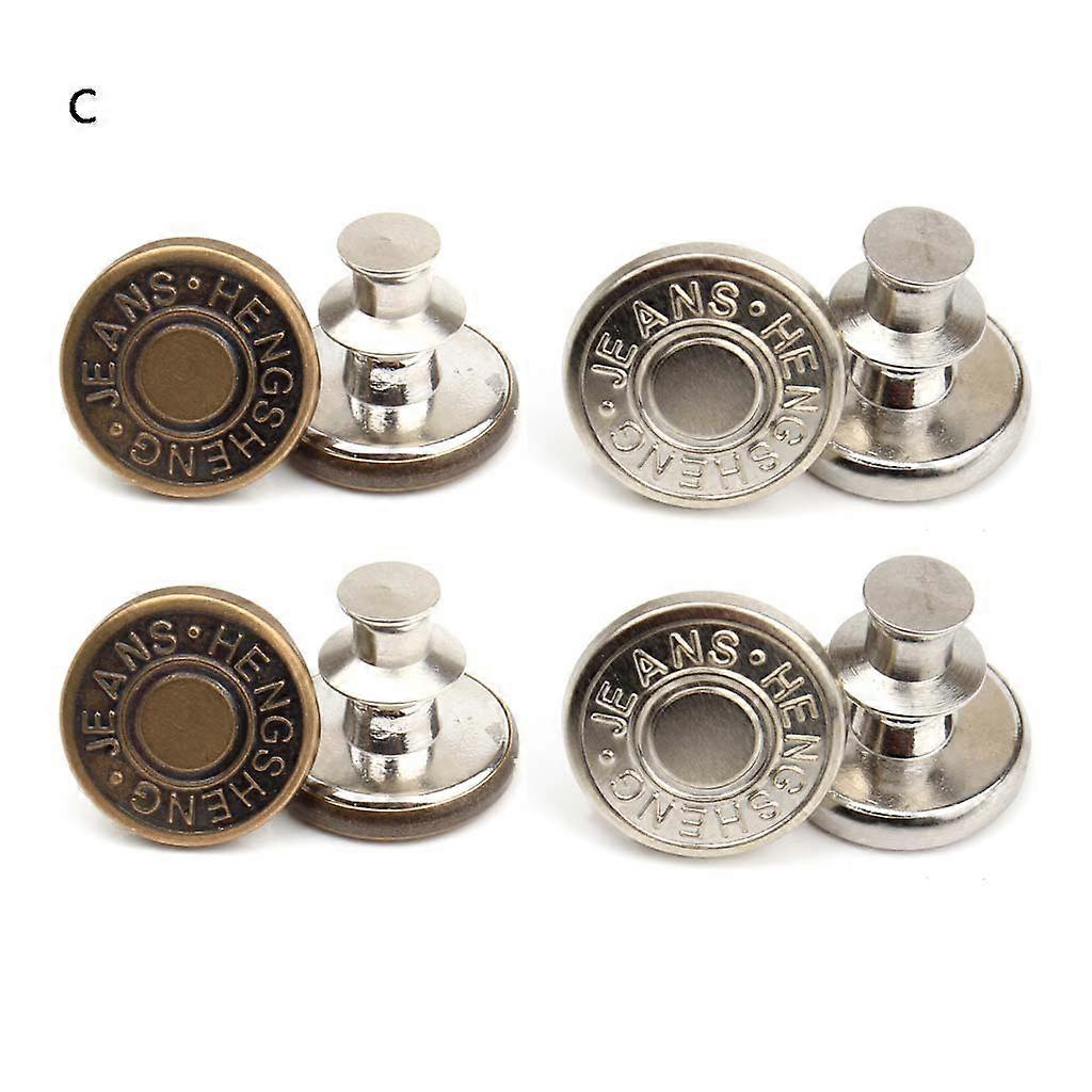 8 Pcs/Set Metal Jeans Buttons Pins Instant Replacement Secure-lock Fasteners