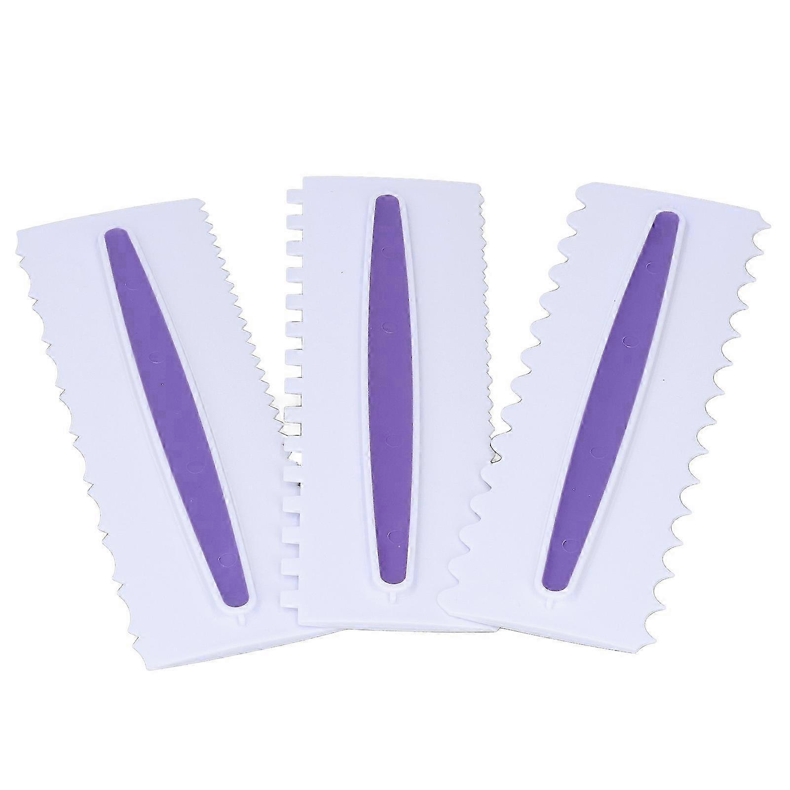 Cake Scraper Set 3Pcs Durable Premium Plastic Icing Smoother with Glossy Surface for Easy Operation