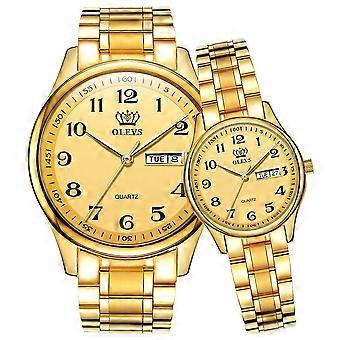 OLEVS Couple Watches Men and Women Romantic Couple Pair Quartz Wristwatch for Lover Waterproof Calendar Annicersary Gift Set