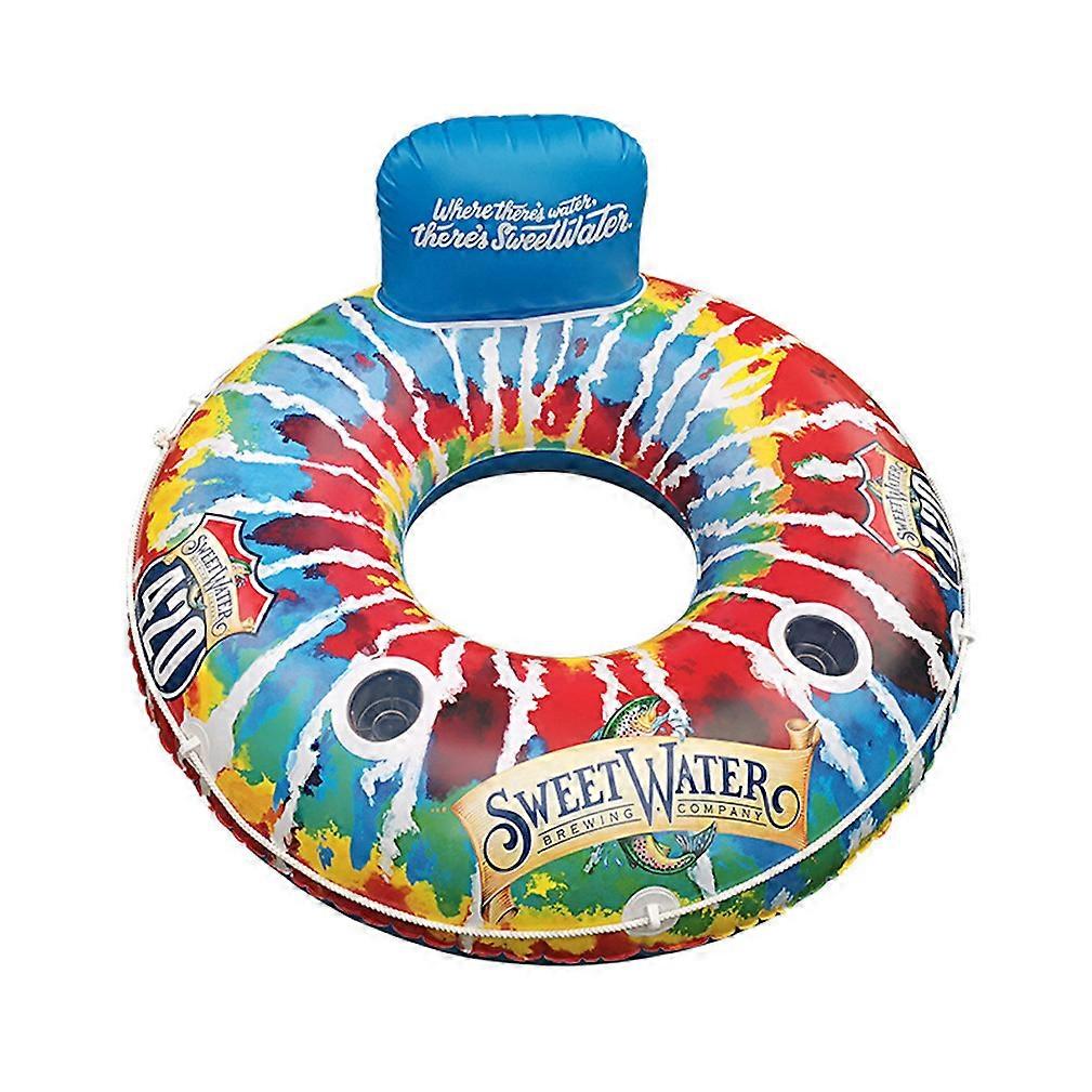 Fruit Print Swimming Ring Inflatable Pool Float with Pillow for Adults