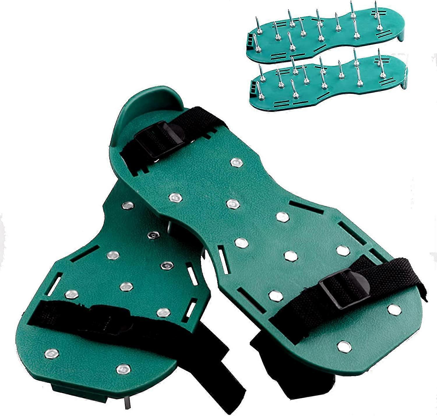 Garden Lawn Inflator, Metal Spiked Sandal With Sturdy Heel Strap And 2 Adjustable Straps For Garden Or Lawn Inflator (green)
