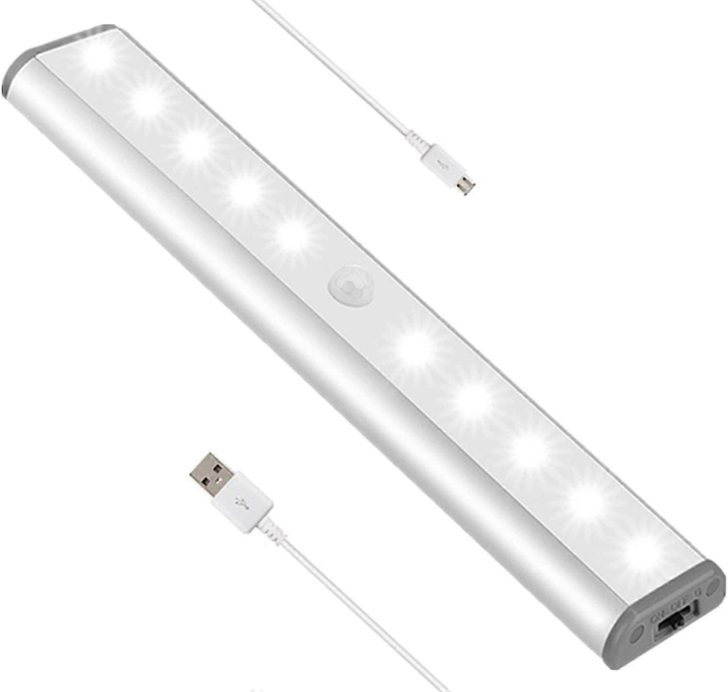 Motion Sensor Wardrobe Light,10 LED Closet Light Wireless USB Rechargeable Magnetic Under Counter Lights for Wardrobe,Cabinet, Stairs