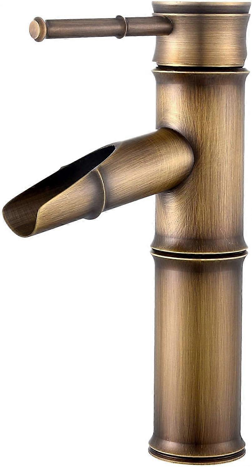 Robinet de salle de bain cascade LINJOU Robinet de lavabo de salle de bain cascade à poignée unique, robinet de lavabo de salle de bain cascade en laiton 2 joints cassent la boucheDiamètre de la base