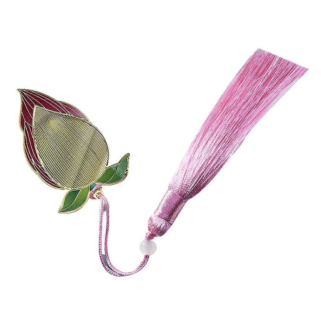 Hollow-out Metal Bookmarks with Tassel Pendant Realistic Flower Leaf Bookmarks