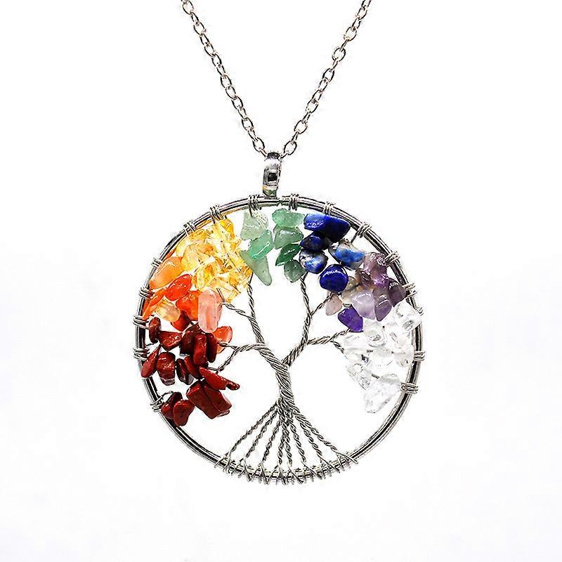 Healing Crystal Car Hanging Ornament,Tree of Life Handmade Wire Wrapped Quartz Crystal Stone Car Rearview Mirror Hanging Acceissorie
