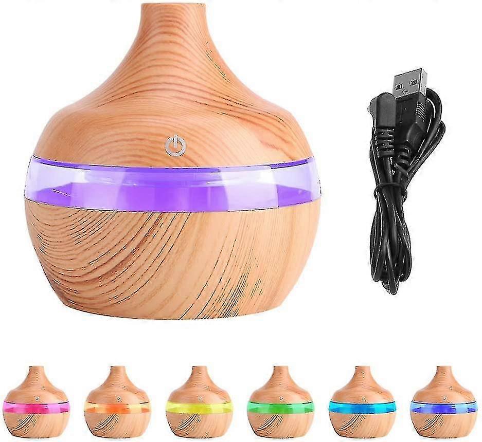 xj Mini Humidifier, Usb Led Touch Wood Grain Air Humidifier Purifier Oil Diffuser