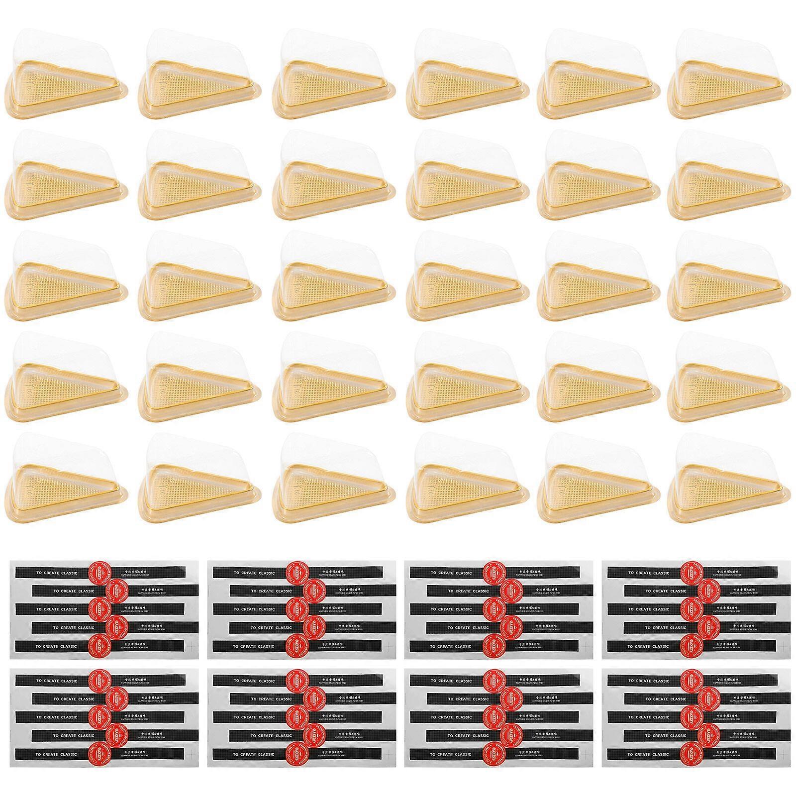 50 Sets Plastic Triangle Cake Boxes Slice Cake Box Transparent Lid Dessert Boxes