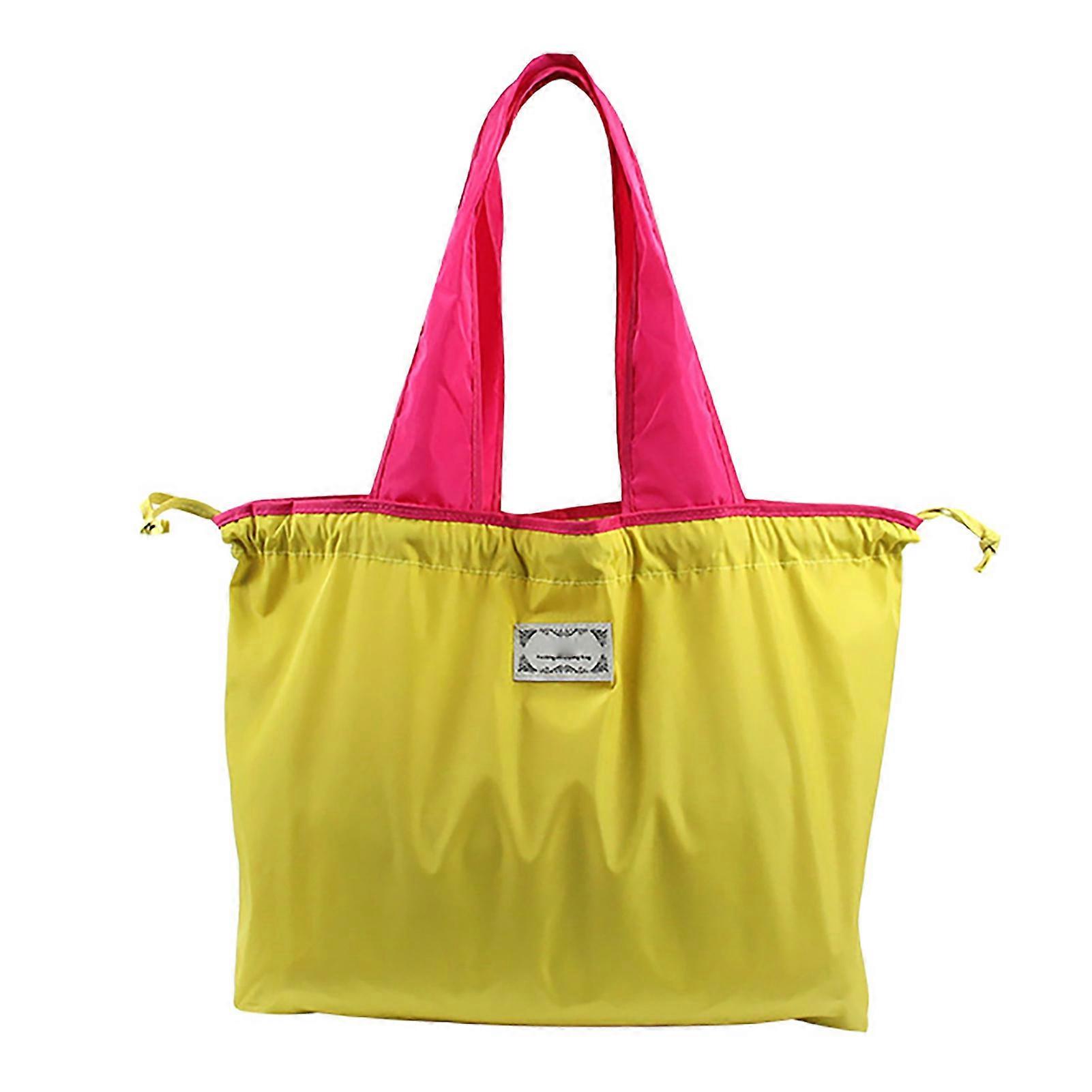 Drawstring Anti-slid Handle Shopping Bag Oxford Cloth Practical Large Capacity Shoulder Bag for Daily Use