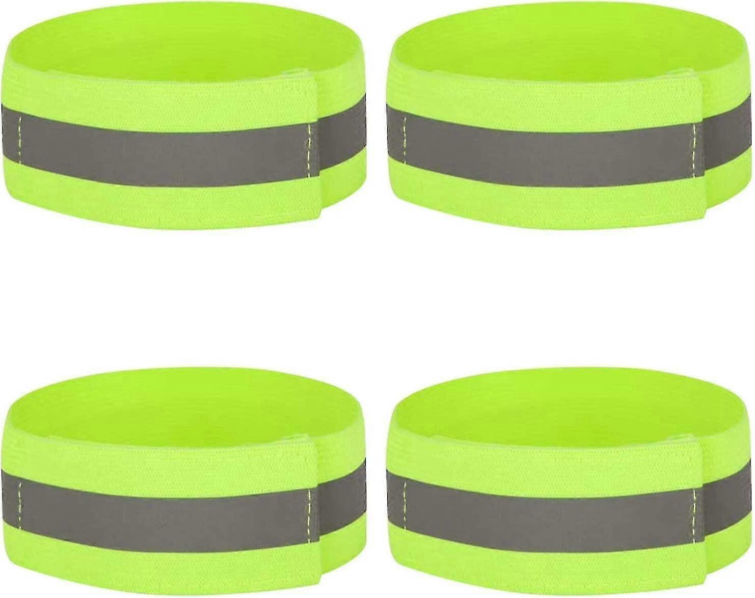 4-pak armbånd med høj synlighed, reflekterende løbearmbånd, håndledsstropper, reflekterende stropper, sikkerhedsseler til løb, jogging, udendørs sikkerhed om natten