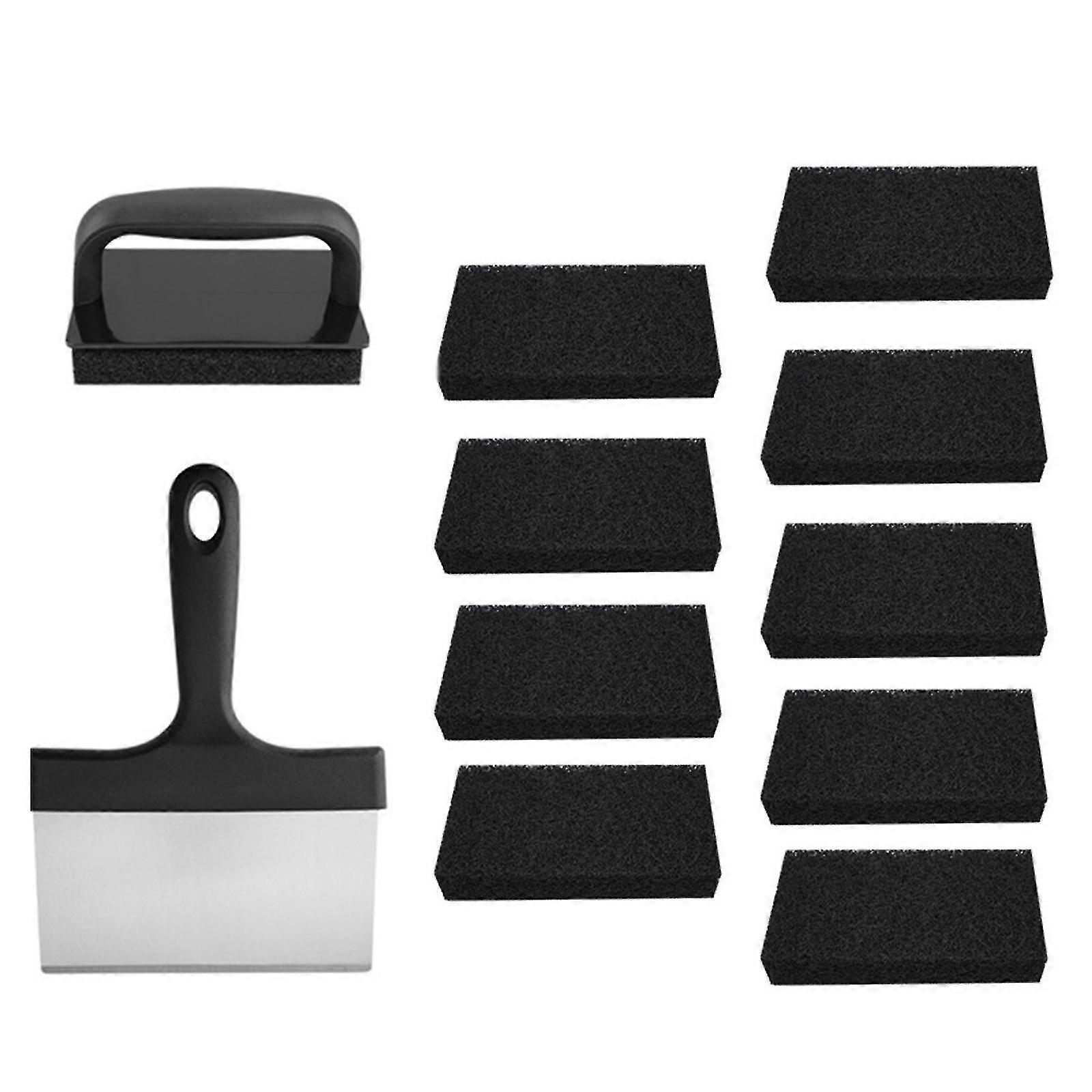 Black Friday 2023 Teppanyaki Cleaning Set With Handle Barbecue Net Sponge Brush Cleaning Shovel Set