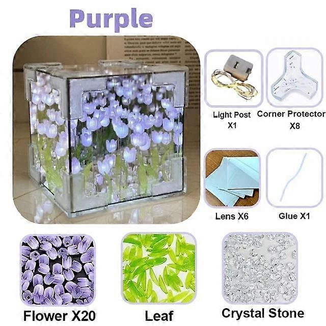 DIY Tulip Flower 3D Night Light with Sea Cube