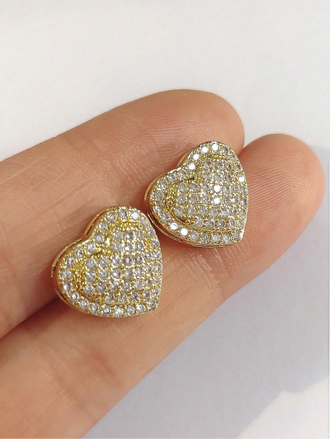 1ペアファッショナブルなハート型のストーンスタッドピアス、ミニマリストデザイン、フェスティバル、パーティー、親友ギフト、フォーマルドレスアクセサリー、またはダイに適しています