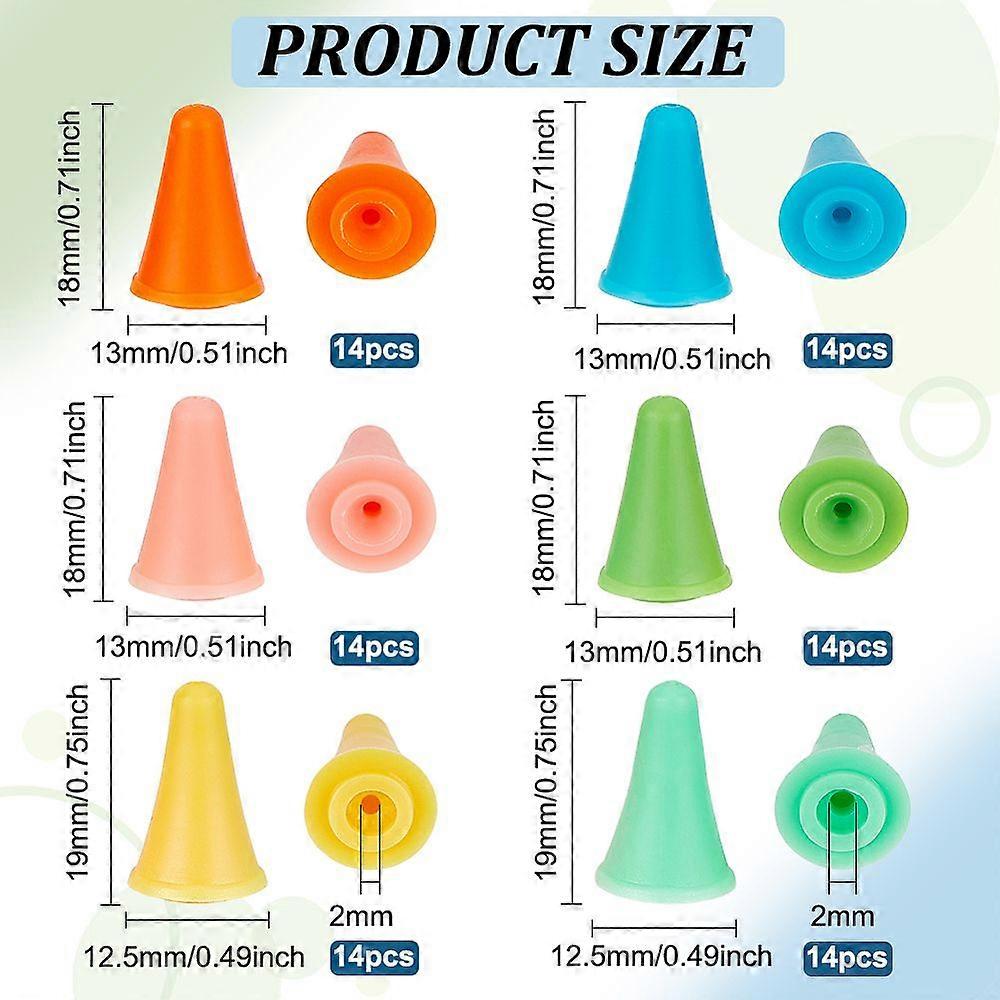 84Pcs 6 Style Rubber Knitting Needle Point Protectors Knitting Needle Caps Knitting Needle Stopper Mixed Color 1.8~1.9x1.25~1.3cm Hole: 2mm 14pcs/styl