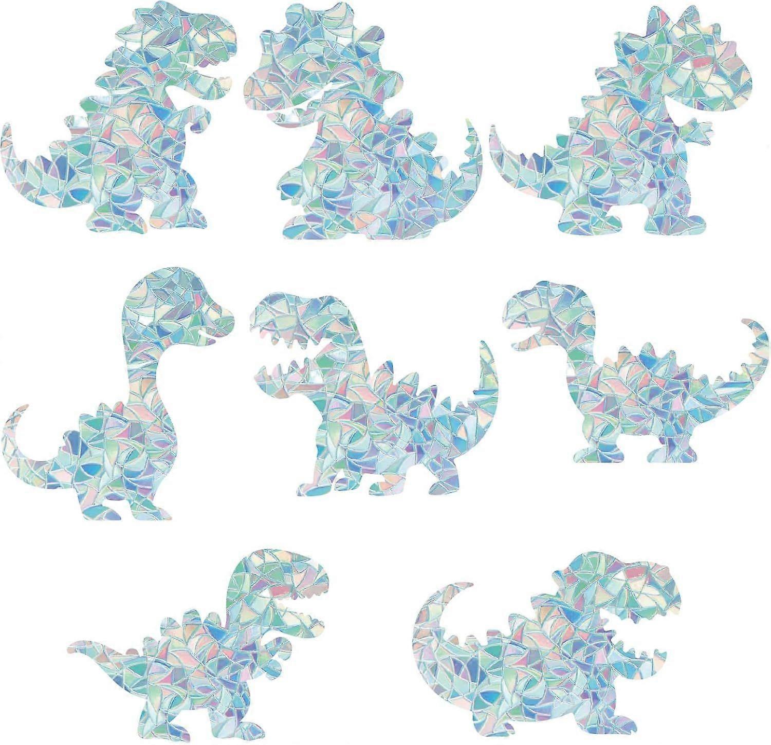 16PCS Prism Window Clings 8 Styles Dinosaur Window Decals Anti-Collision Rainbow Window Stickers Suncatcher Non-Adhesive Static Sticker for Glass Slid