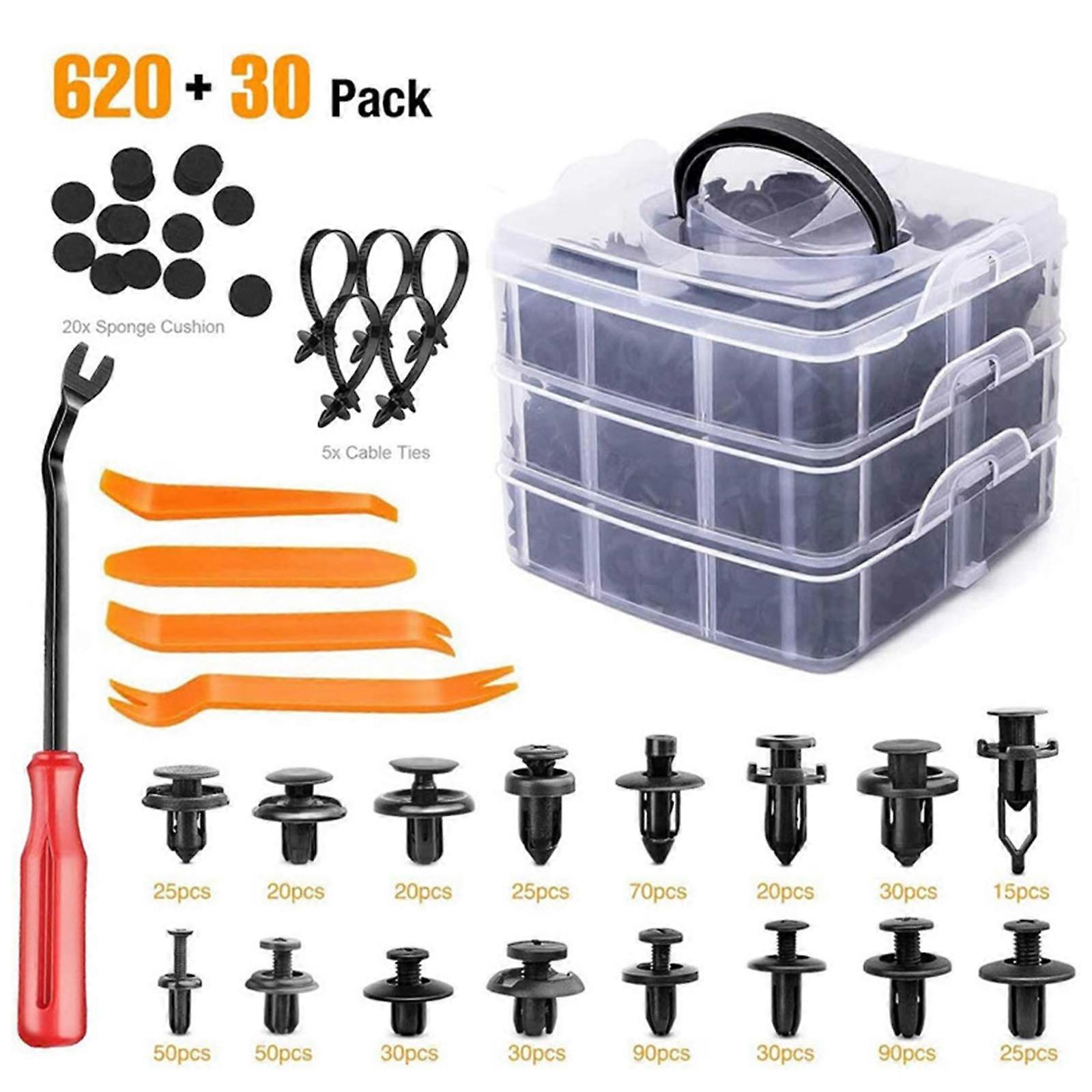 All-in-One Car Fastener Kit: 650 PCS Plastic Clips, Push Rivet & Bumper Retainers