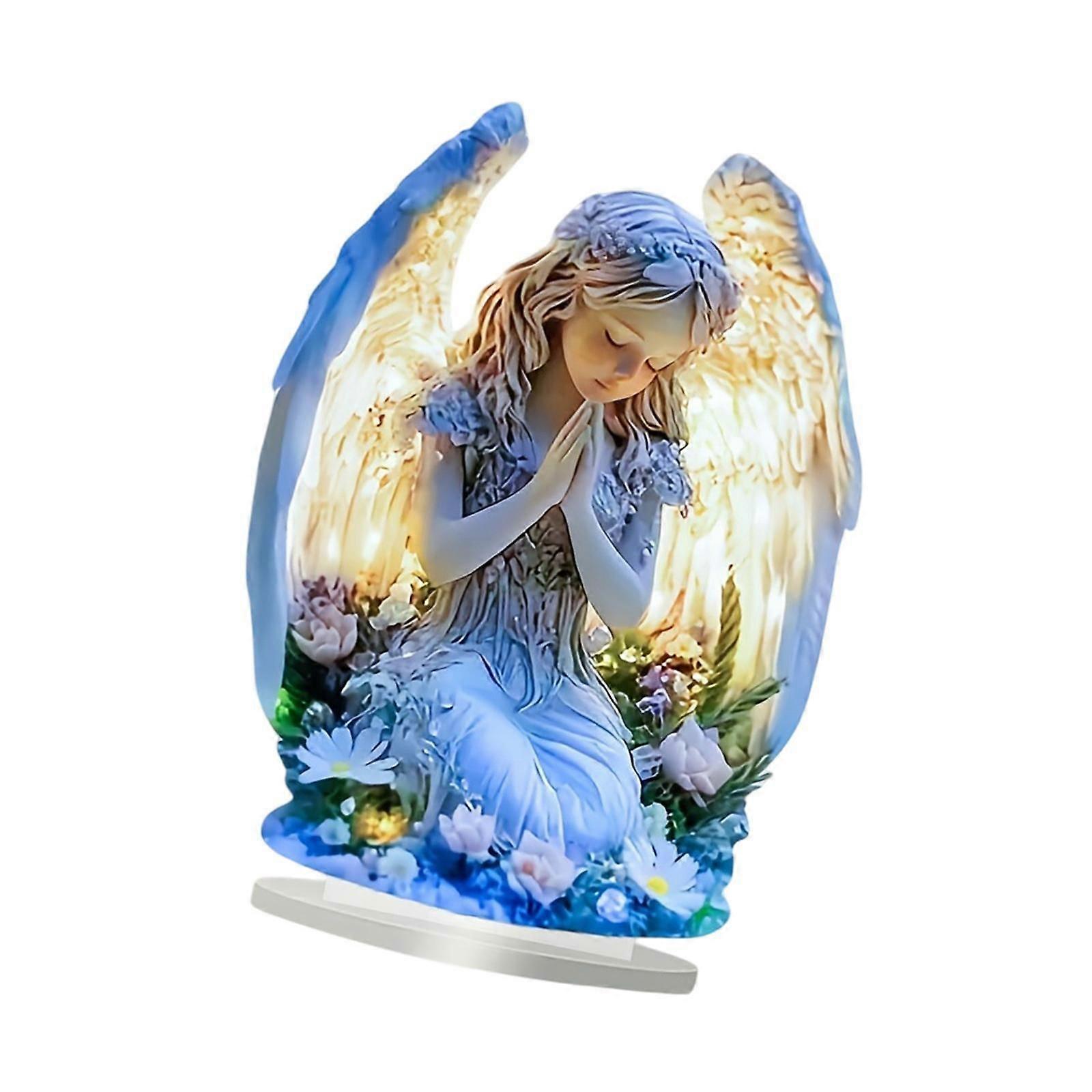 Praying Angel Acrylic Sign 2D with Base Desktop Ornament for Table Desk Cafe Style A