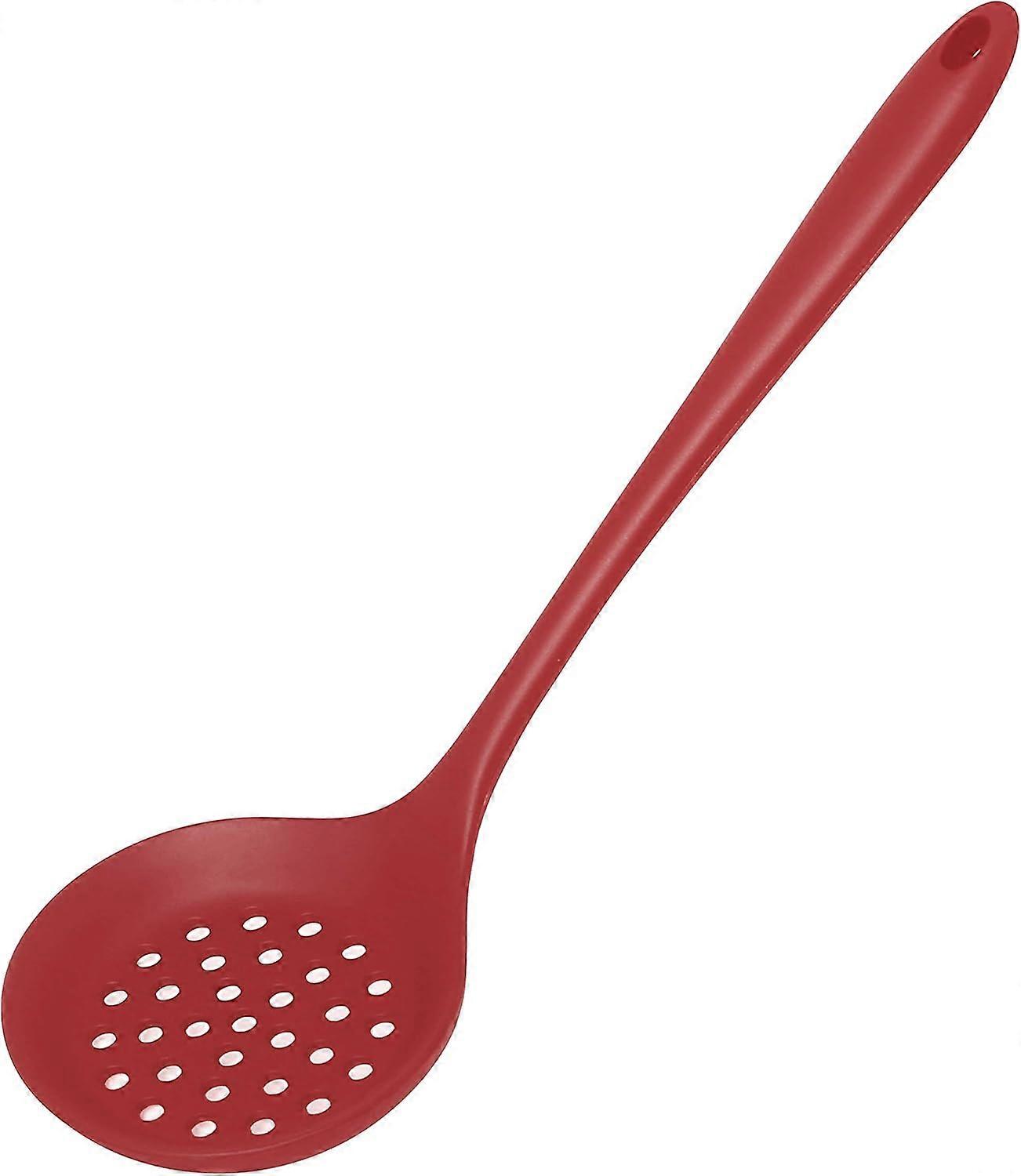 Slotted spoon with ergonomic handle for straining vegetables, pasta