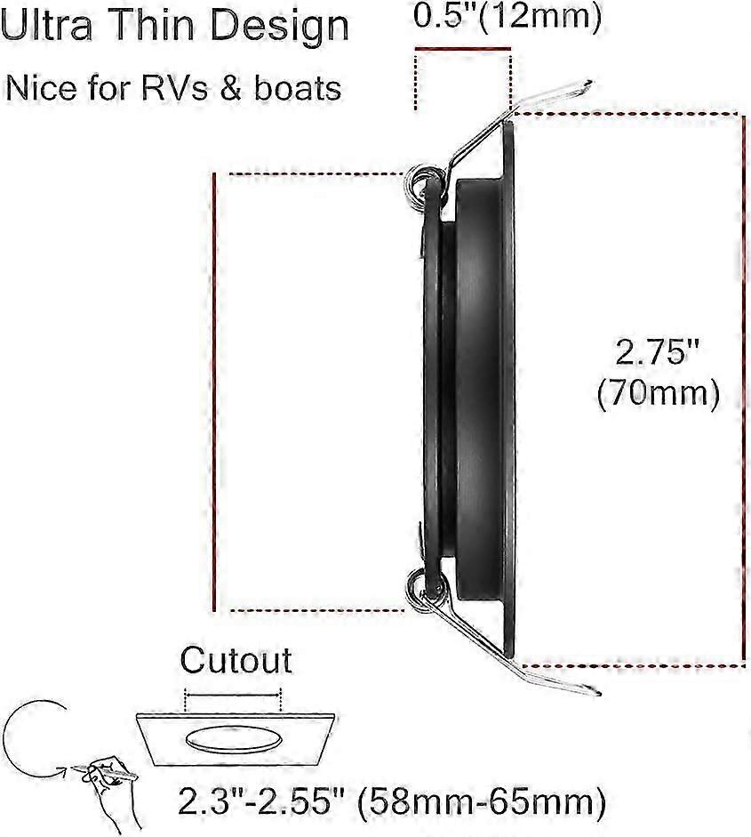 12V 3W 2835 LED Recessed Ceiling Light – Motorhome, Caravan, Campervan – Flat Spot Interior – A+++ Energy Class