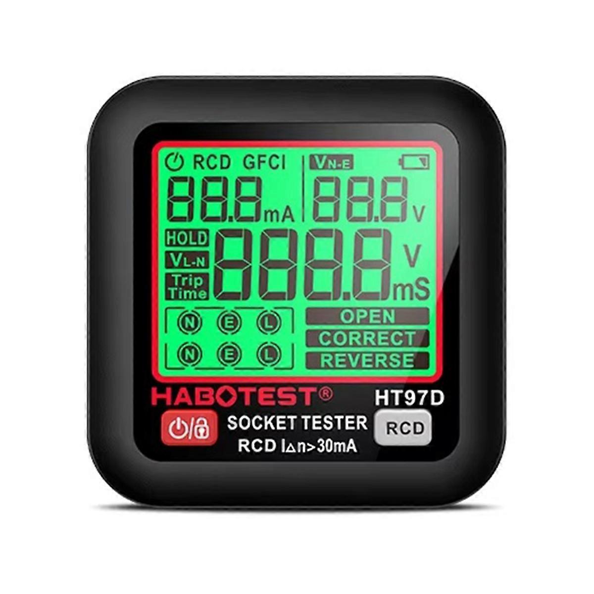 Digital Socket Tester EU Voltage Test Socket Detector Detector with Backlit Screen Leakage Protection Detection EU Plug