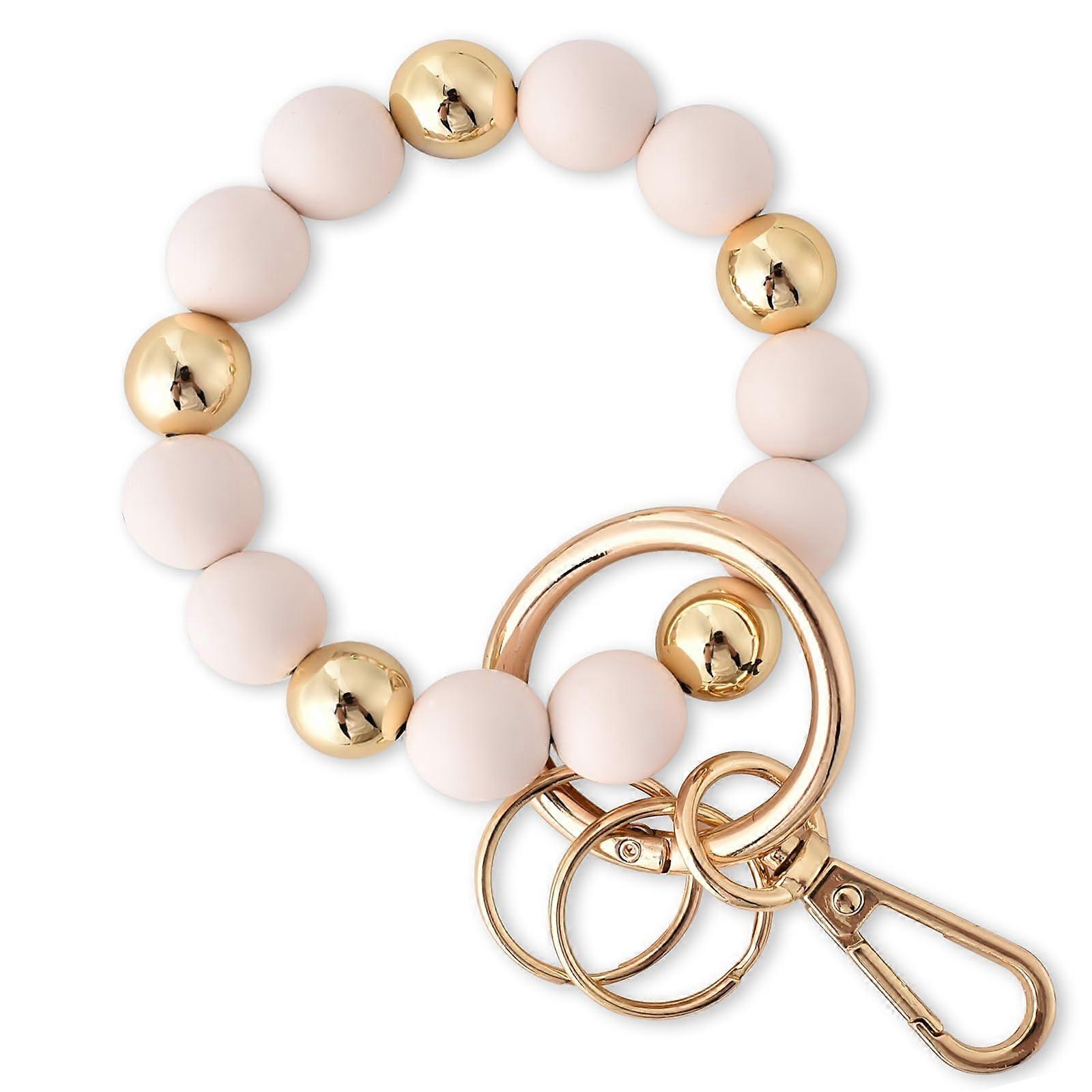 Bracelet Keychain Silicone Bead Elastic Key Ring for Women - Colorful Key Chain Holder Accessory