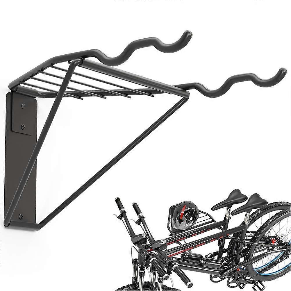 Bicycle Hangers 2-Pack Reinforced Foldable Horizontal Garage Storage Heavy-Duty Metal Bike Racks
