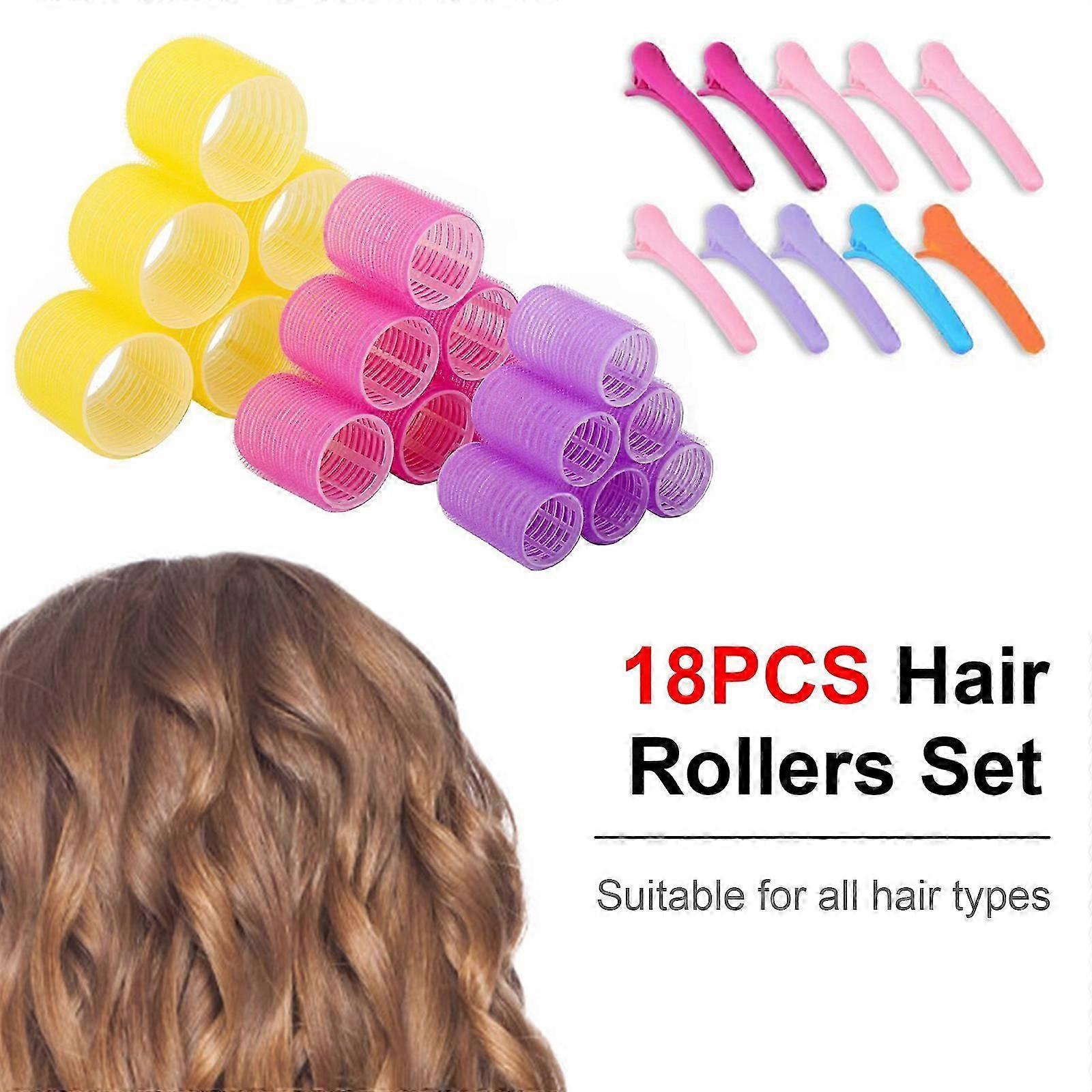 Hairdressing tools multi-layer plastic curler curler three-layer bangs curler curler (6.0 yellow + 4.5 rose red + 3.6 light purple) * 6 sets + comb +