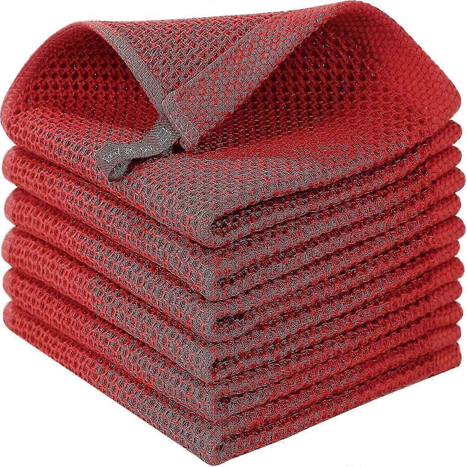 6pack 100% Cotton Terry Tea Towels Kitchen Dish Clean Hanging Loop