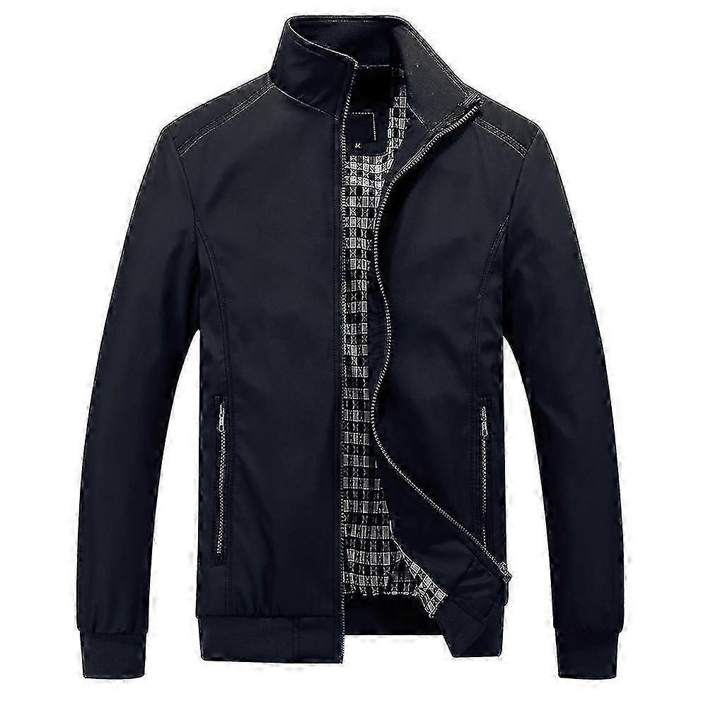 Mens Classic Solid Color Loose Stand Collar Jacket Lightweight Versatile Sports Jacket
