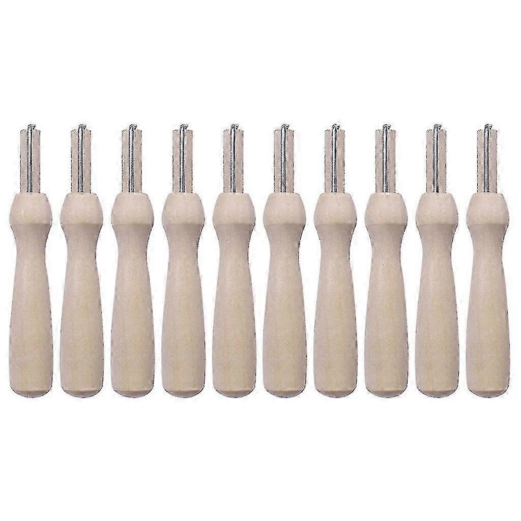 10pcs Wooden Handle Holder With Felting Needles For Woolen Felting Craft