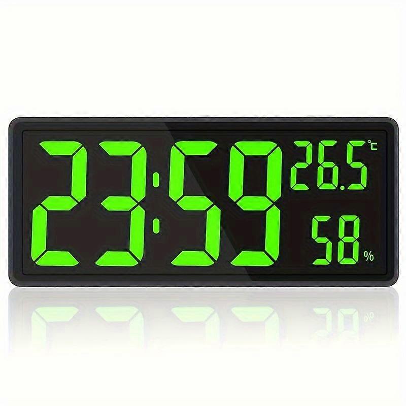 14.3 Inch Large Digital Wall Clock Temperature and Humidity Display Night Mode Table Clock 3 Display Modes 12/24H Electronic LED Clock