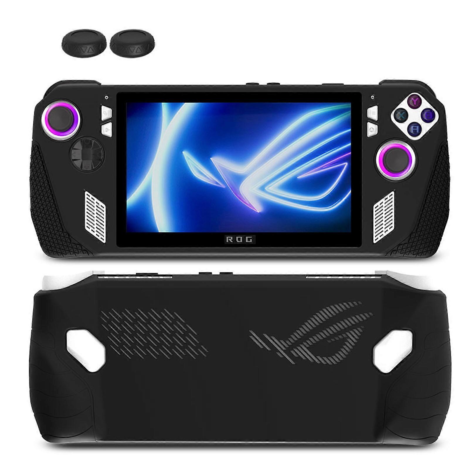 Full Wrap Silicone Protective Cover Accessories + Button Caps for ASUS ROG Ally Handheld Game Console(Black)