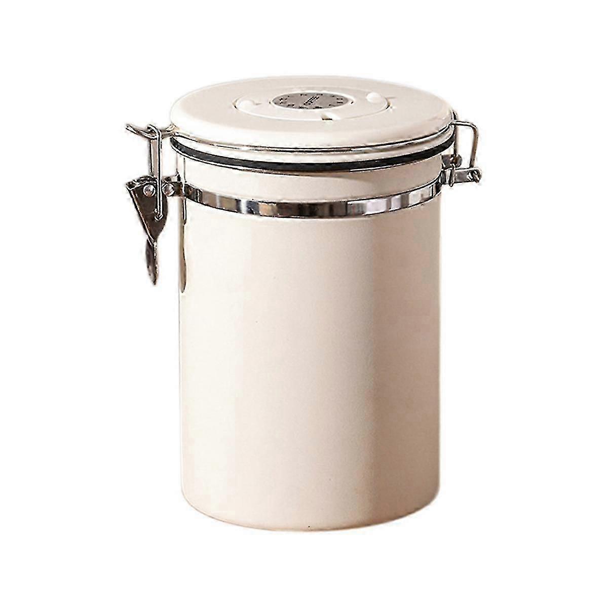 Coffee Canister Airtight Bean Container with Date Tracker Stainless Steel Kitchen Storage Box 1.8L-Good