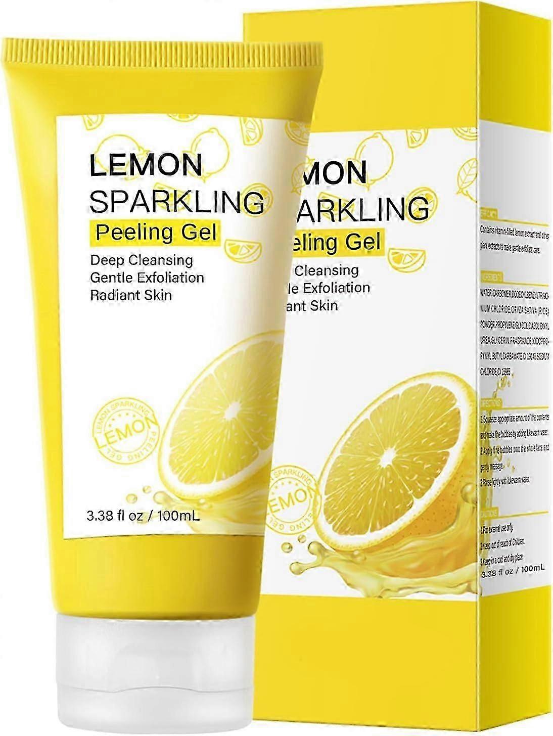 Lemon Exfoliating Gel, Lemon Peeling Gel, Vitamin C Face Scrub, Mild Face Scrub Exfoliator For Blackhead, Soft your Skin & Remove Dead Skin