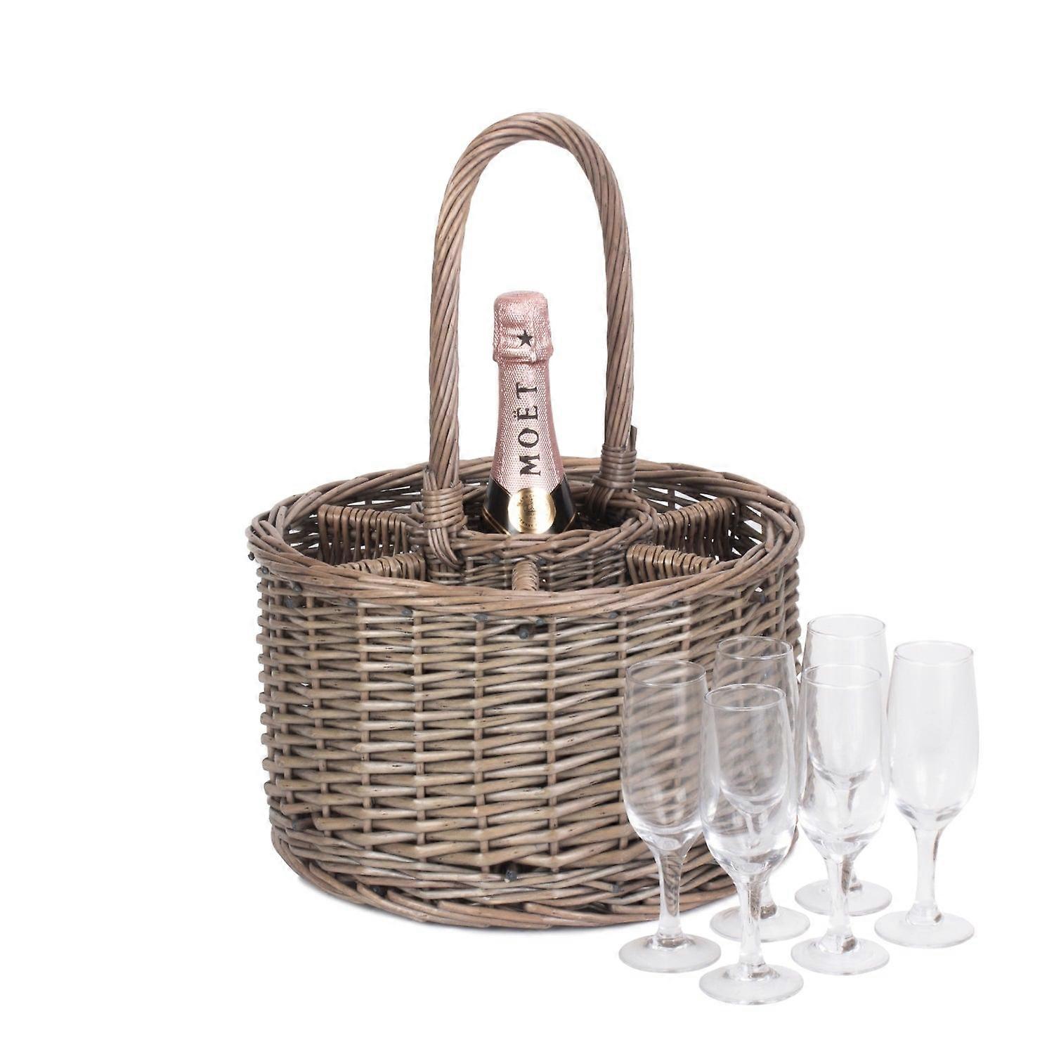 Special Event Wicker Drinks Basket With Glasses