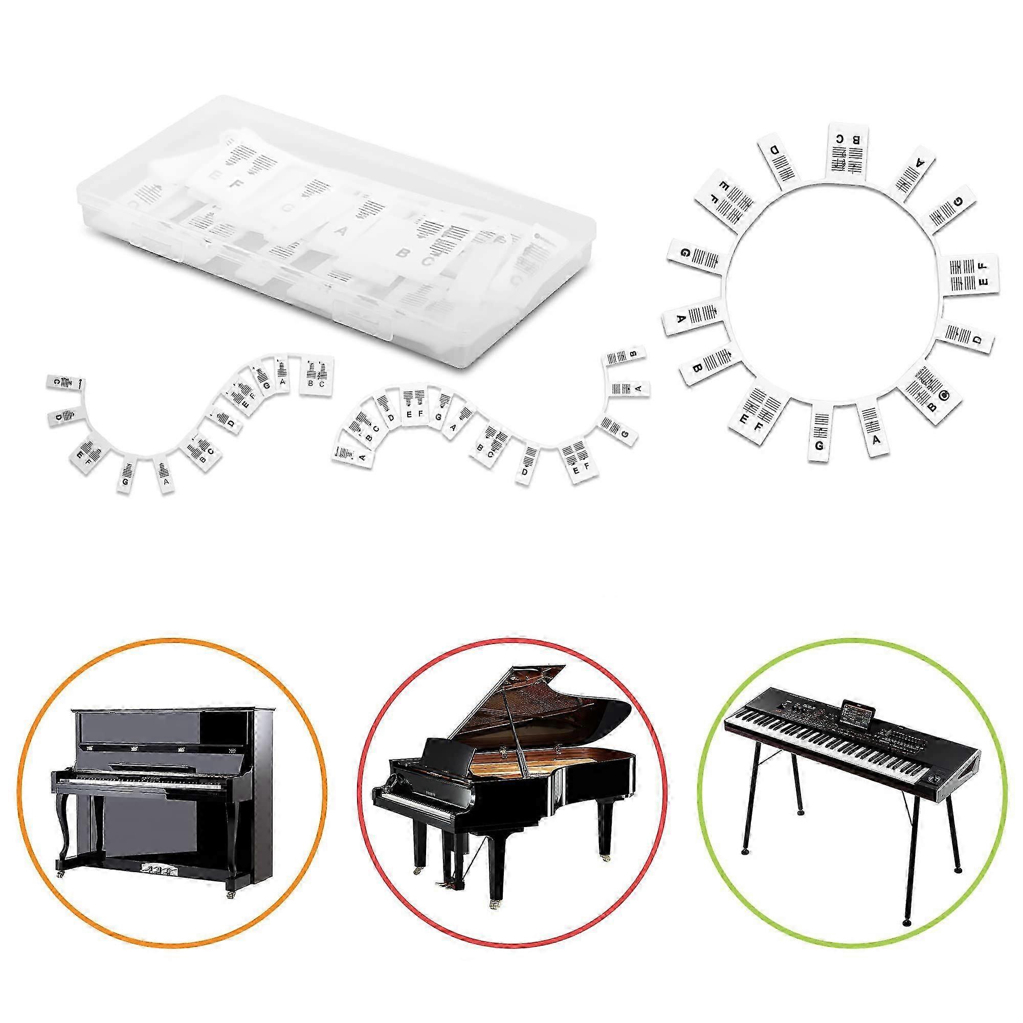 Removable Silicone Piano Note Labels for Beginners, Keyboard Guide with Storage Box