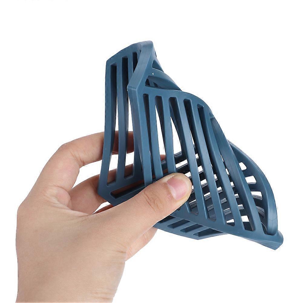 4Pcs Hexagonal Stripe Blue Heat Insulated Table Mats 8cm TPR