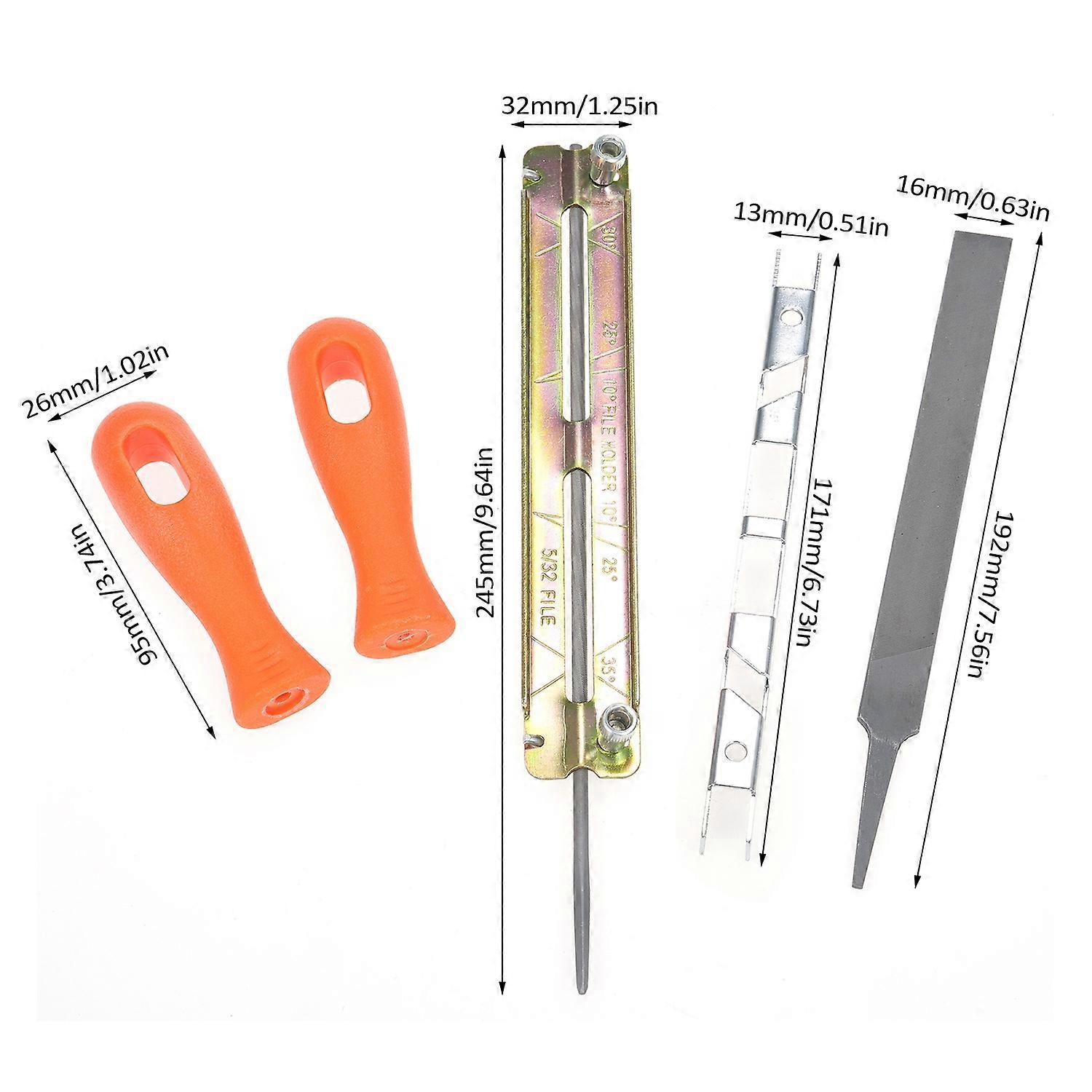Chainsaw Sharpener File Kit, File Handle, File, Flat Files, File Holder, Limit Ruler, Used to Sharpe